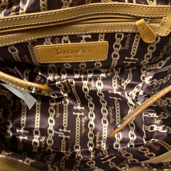 Tignanello Mustard Leather Satchel with Buckle Details - Picture 11 of 15